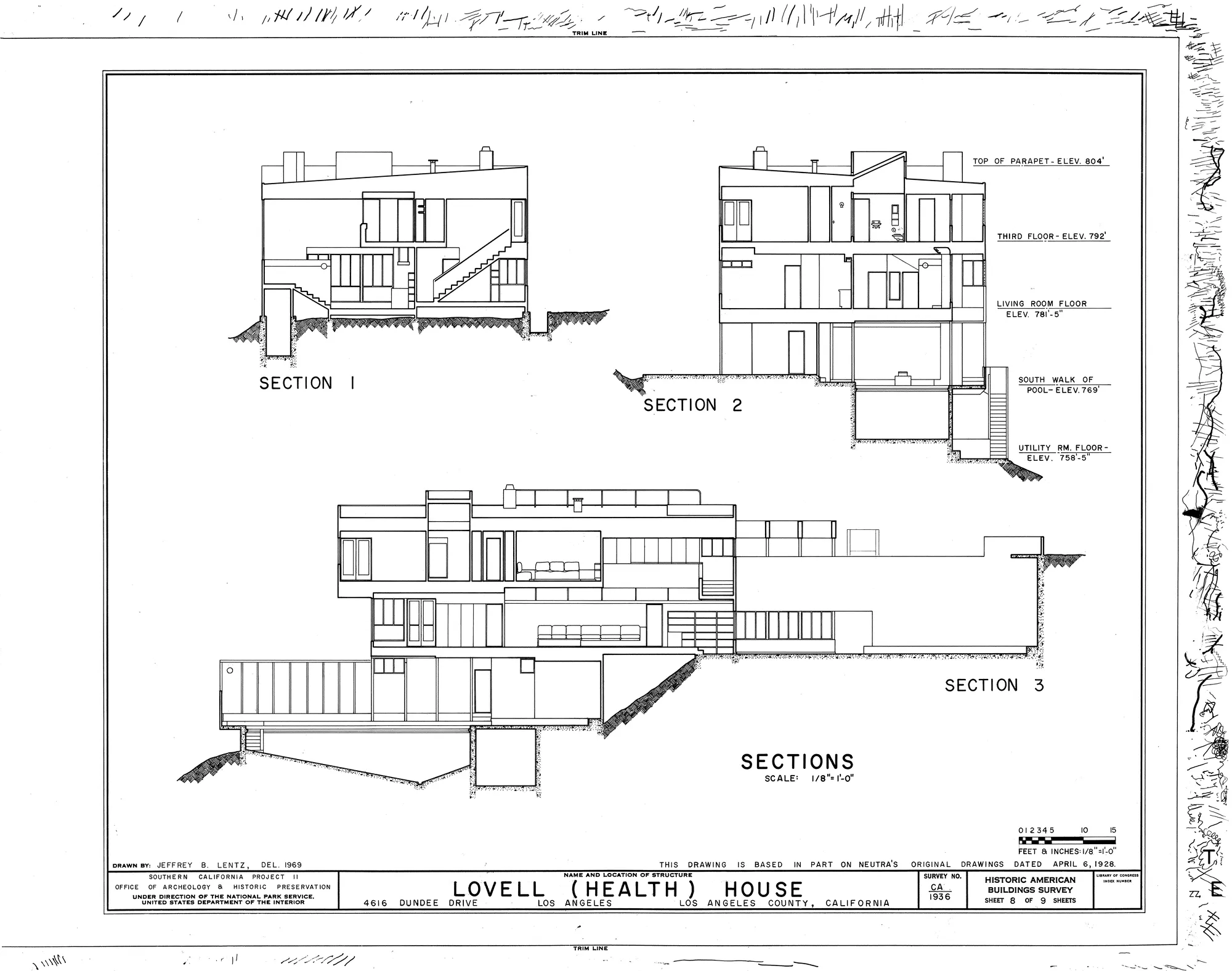 Measured drawing: details of the Lovell Health House.