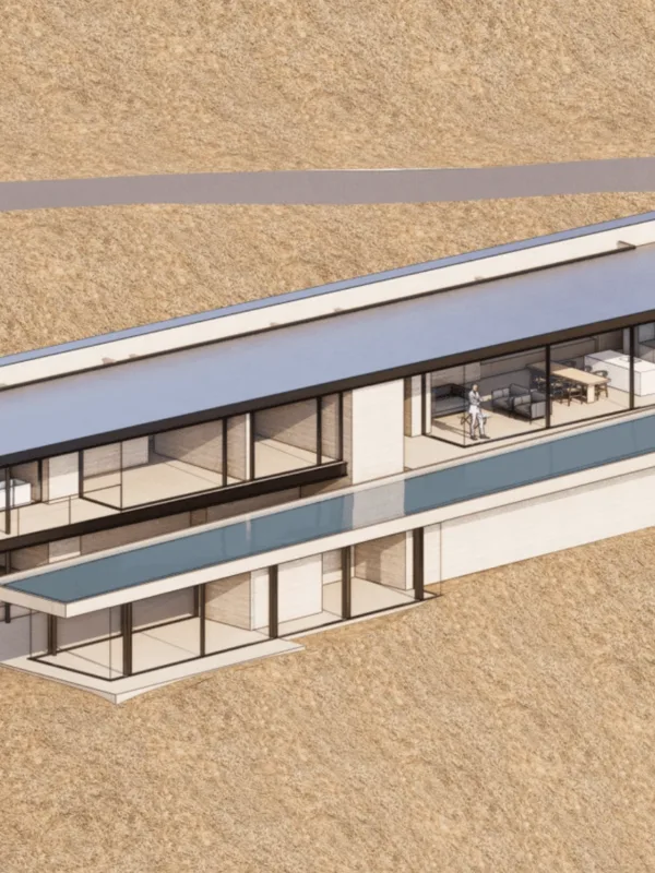 Big Rock Drive, rendered: the house on the coast above the Pacific.