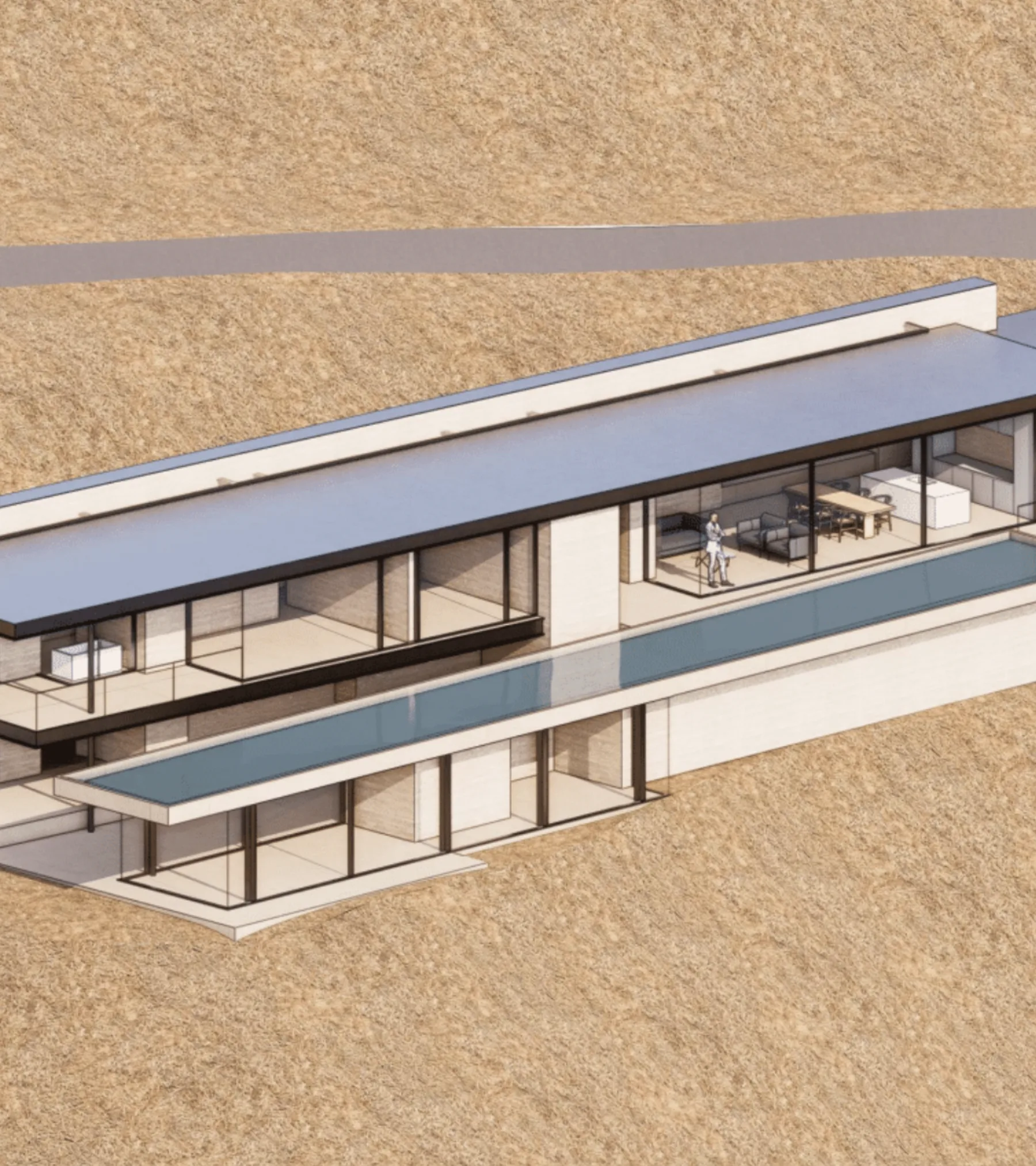 Big Rock Drive, rendered: the house on the coast above the Pacific.