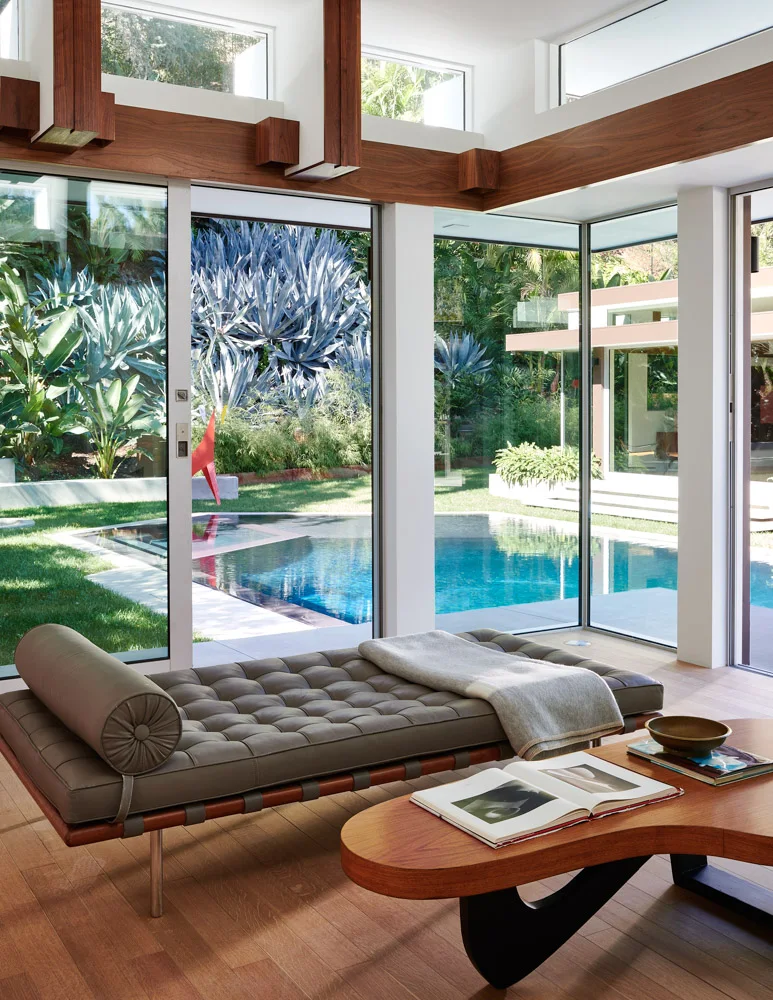 The yoga room, glass to the garden.